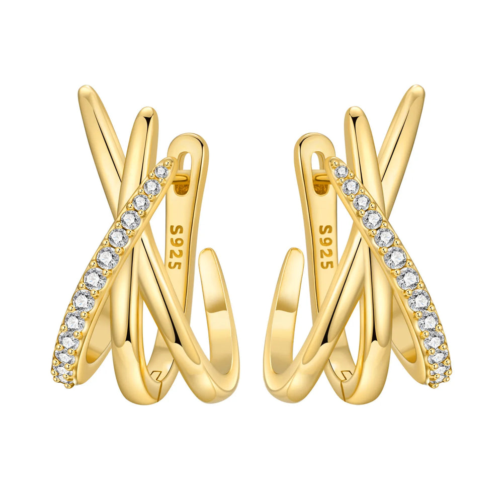 Orstarry S925 Sterling Silver 18k Gold Modern Square Earrings Hoop Earrings For Women alternate view