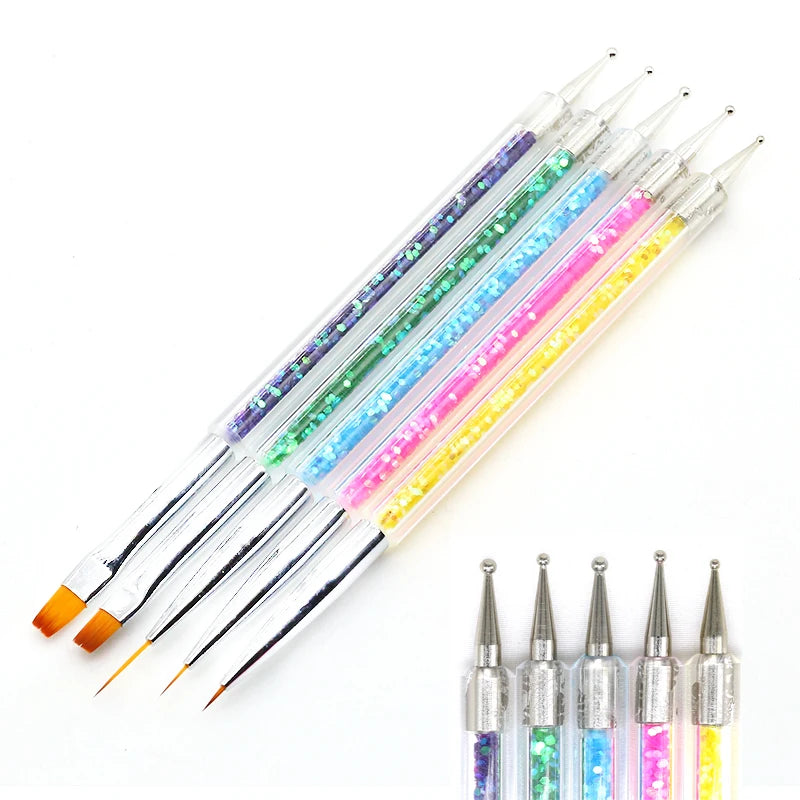 5/20Pcs Nail Art Brush Design Tip Painting Drawing Carving Dotting Pen FlatFan Liner alternate view