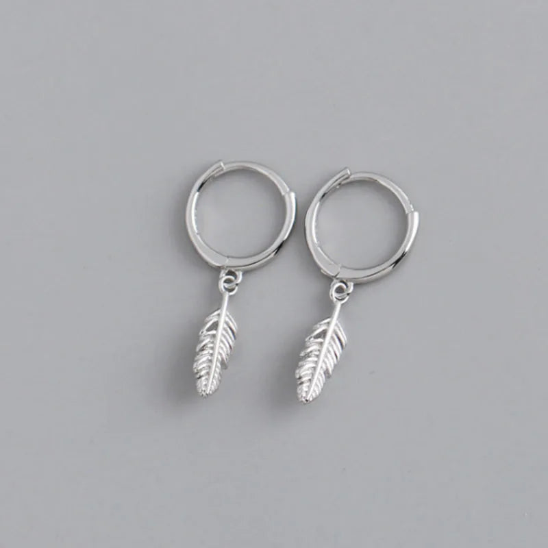 VENTFILLE 925 Sterling Silver Hot Sale Korean Feather Earrings Simple Temperament Exq alternate view
