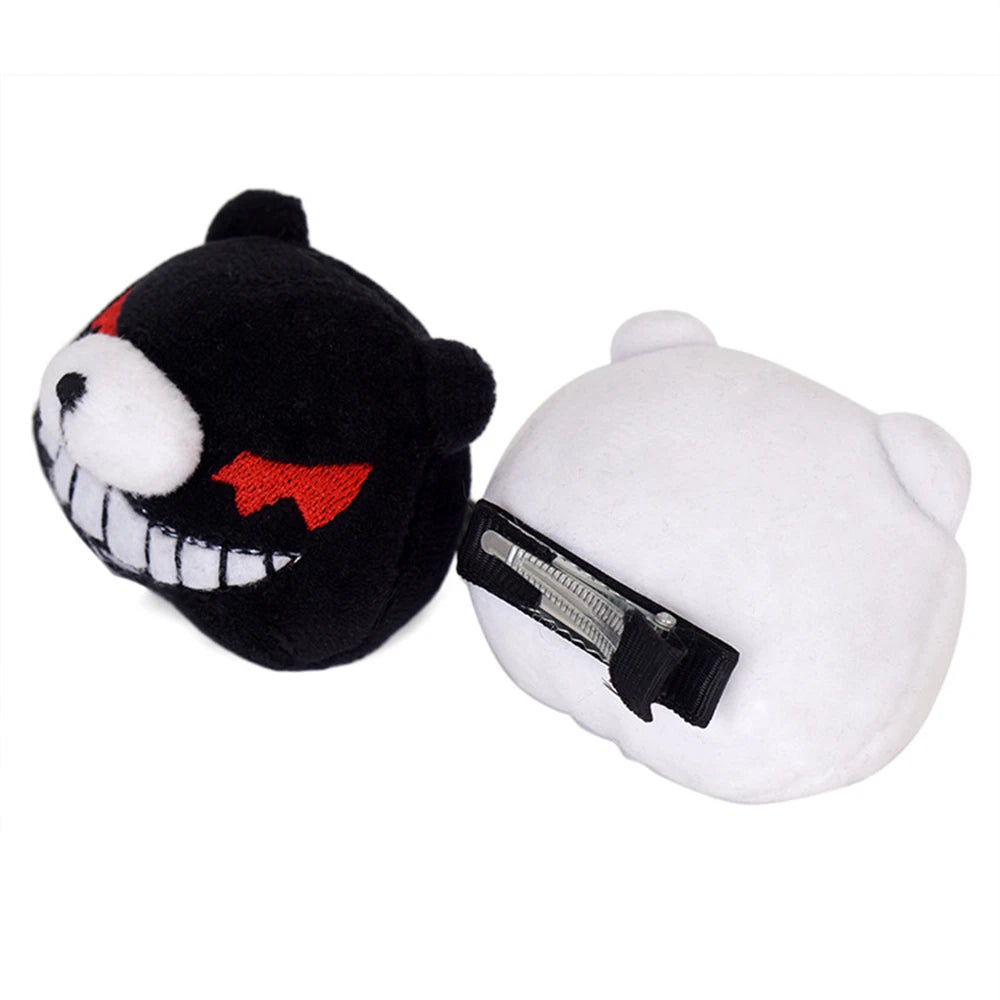 Danganronpa Enoshima Junko Headwear Cosplay White Black Bear Hairpins Girl Gift