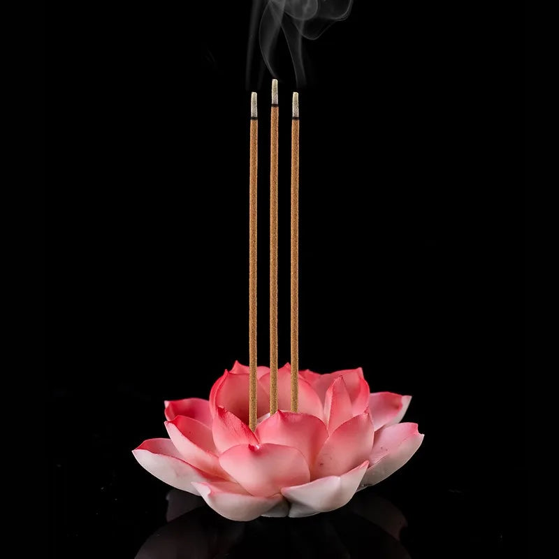 Ceramic White Lotus Incense Burner | Home Decor Stick Holder for Office Teahouse close-up view