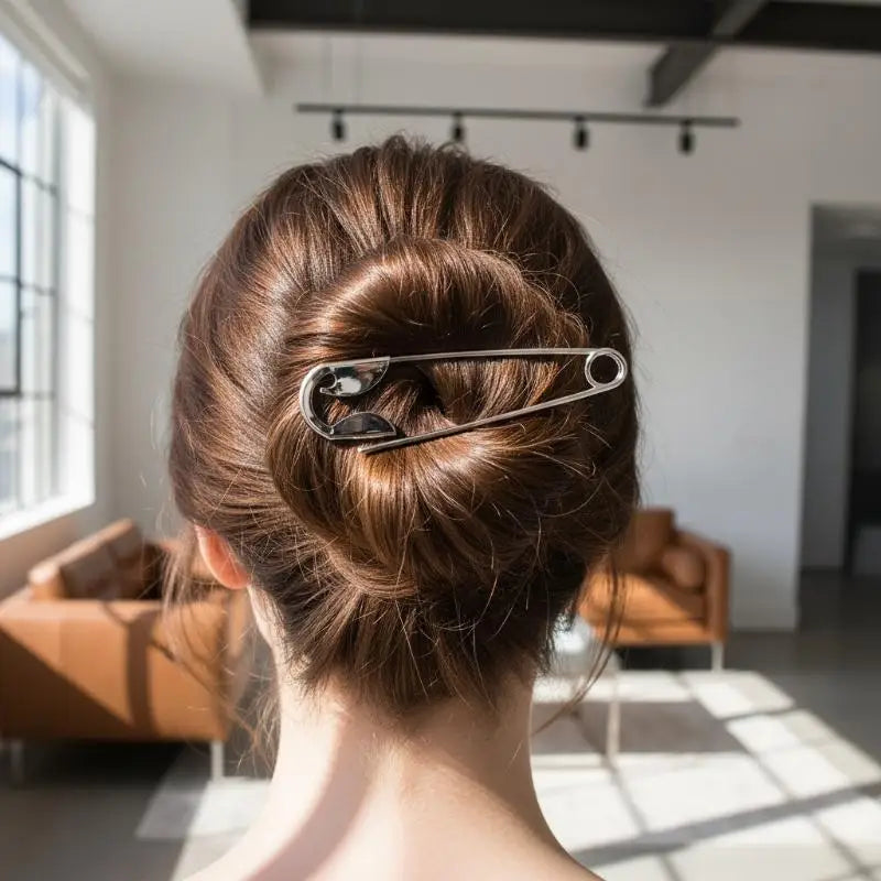 Large Safety Pin Hair Clip Metal Hair Barrettes for Girls Unique Design Hair Styling Tool for Daily Wear