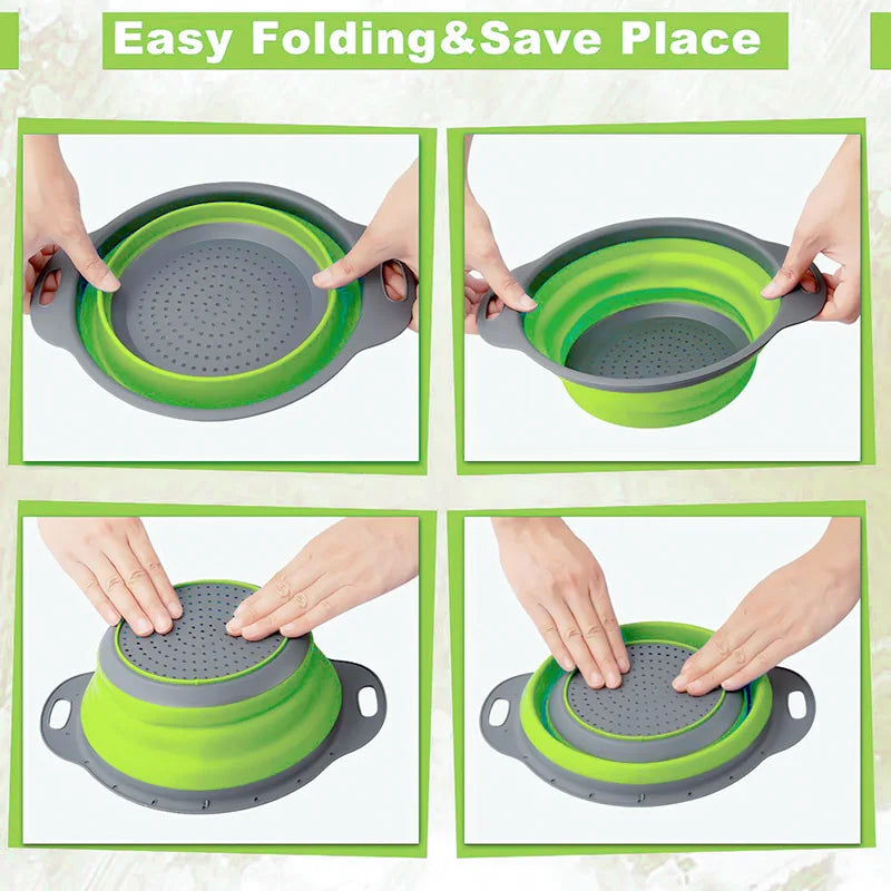 Silicone Vegetable and Fruit Cleaning and Drainage Basket Cleaning Basket 1PCS Folding close-up view