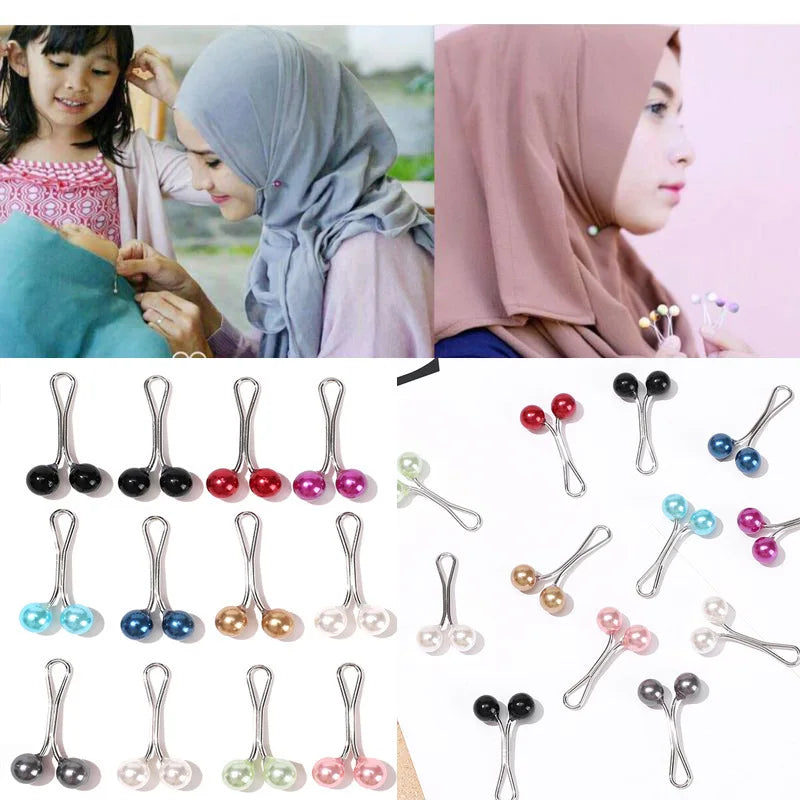 36/24/12/6PCS Pearls Pins Muslim Women Shawl Scarf Clips Lady Scarves Hijab For Women Pearl Brooch Pin Multicolor Hijab Clips