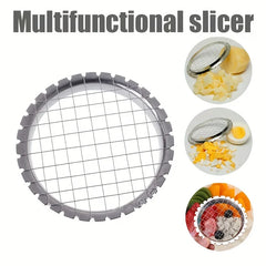 1pc Round Grid Cutter Slicer | Stainless Steel Vegetable Chopper alternate view