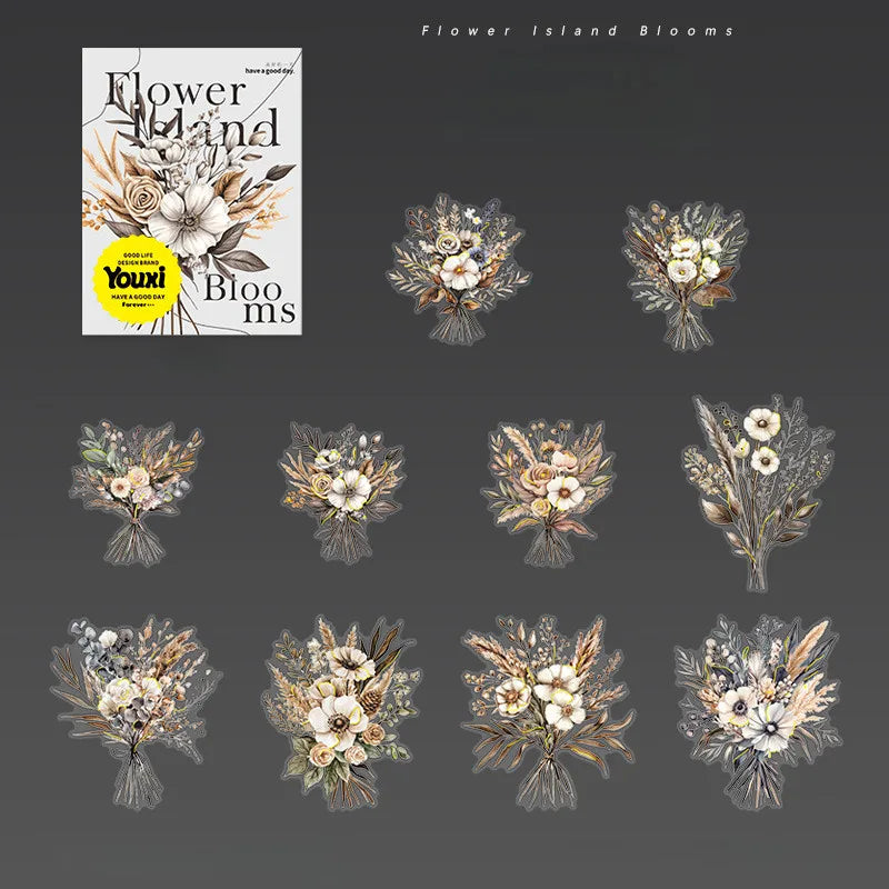 20 PET Flower Stickers for Scrapbooking | Transparent Adhesive Decorative Set additional angle