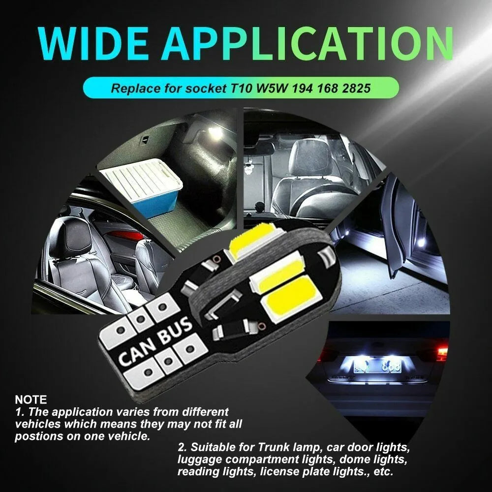 10PCS W5W T10 5730 LED Bulbs Canbus 12V | Car Interior Dome Map Light Parking Signal alternate view