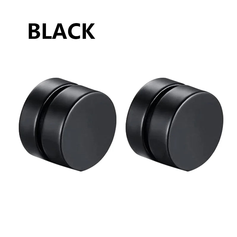 1/16 Pairs Magnetic Stud Earrings Men Stainless Steel Non-Piercing Cross Dangle Hoop alternate view