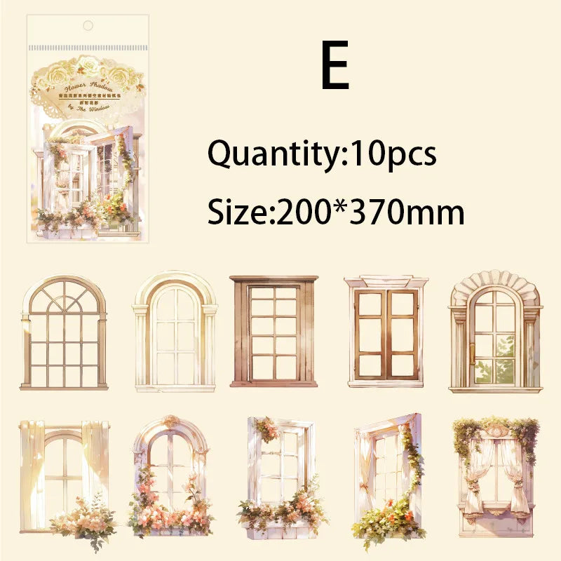 10-Piece Window Flower Paper Pack | Junk Journal Scrapbooking Collage Stickers detail view