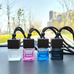 Square Glass Car Essential Oil Diffuser Pendant close-up view