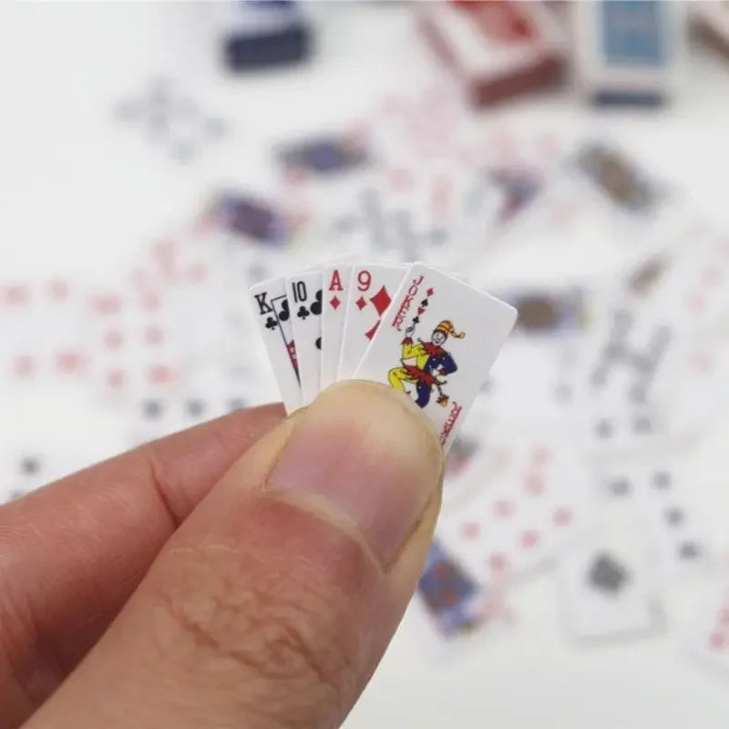 Funny and Cute Mini Card Poker Game Super Small Gift Travel Toy Prank Props close-up view