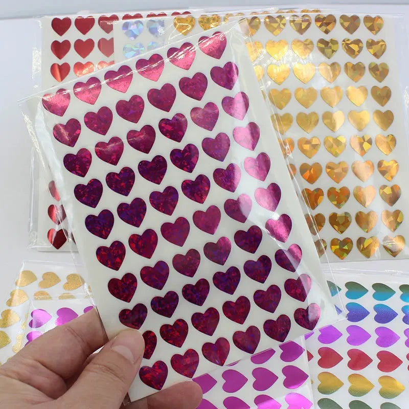 10sheet Glitter Heart Style Sticker for DIY Decor Scrapbook Journal 3MM Mini Heart Stickers Teacher