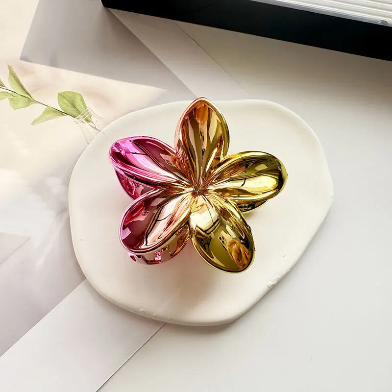 1/6/12pcs Sweet Gradient Colorful Flower Acrylic Hair Claw Clip Women Hairpin Summer alternate view