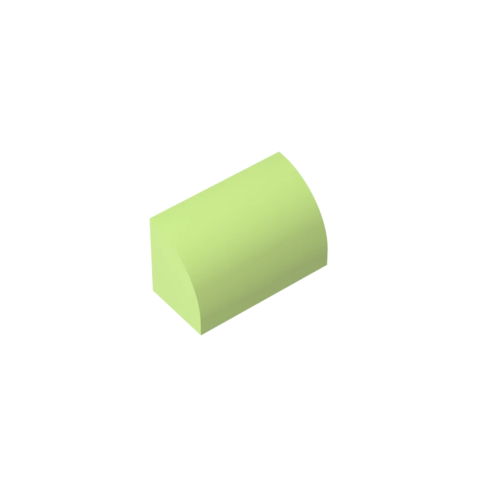 Gobricks GDS-M063 Curved Brick 1 x 2 x 1 No Studs | Compatible Building Block close-up view