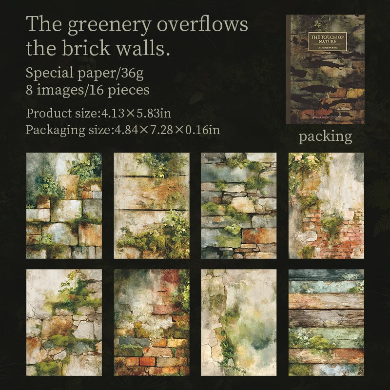16 Sheets Nature Green Moss Theme Specialty Paper | Scrapbooking and Craft Supplies alternate view