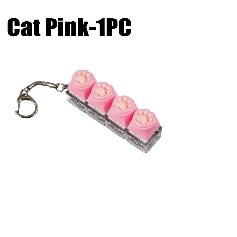 LED Light Keyboard Keychain Fidget Toy Clickable Button Stress Relief Portable Desk Acce detail view