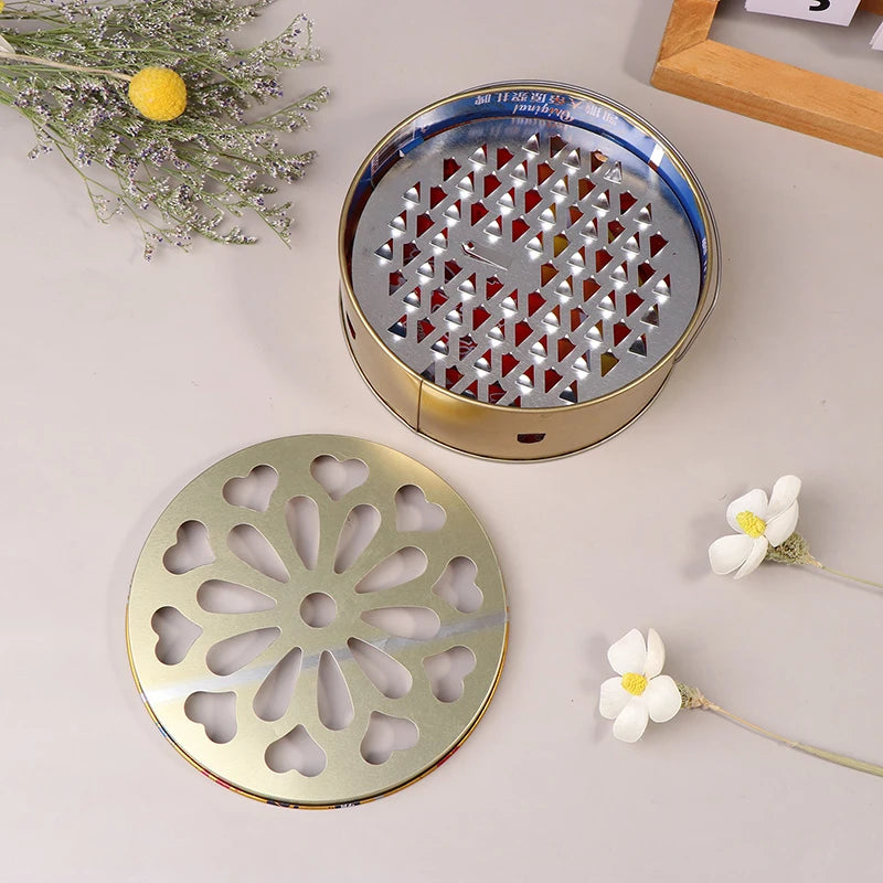 Mosquito Coil Holder with Lid and Handle | Fireproof Insect Repellent Burner close-up view