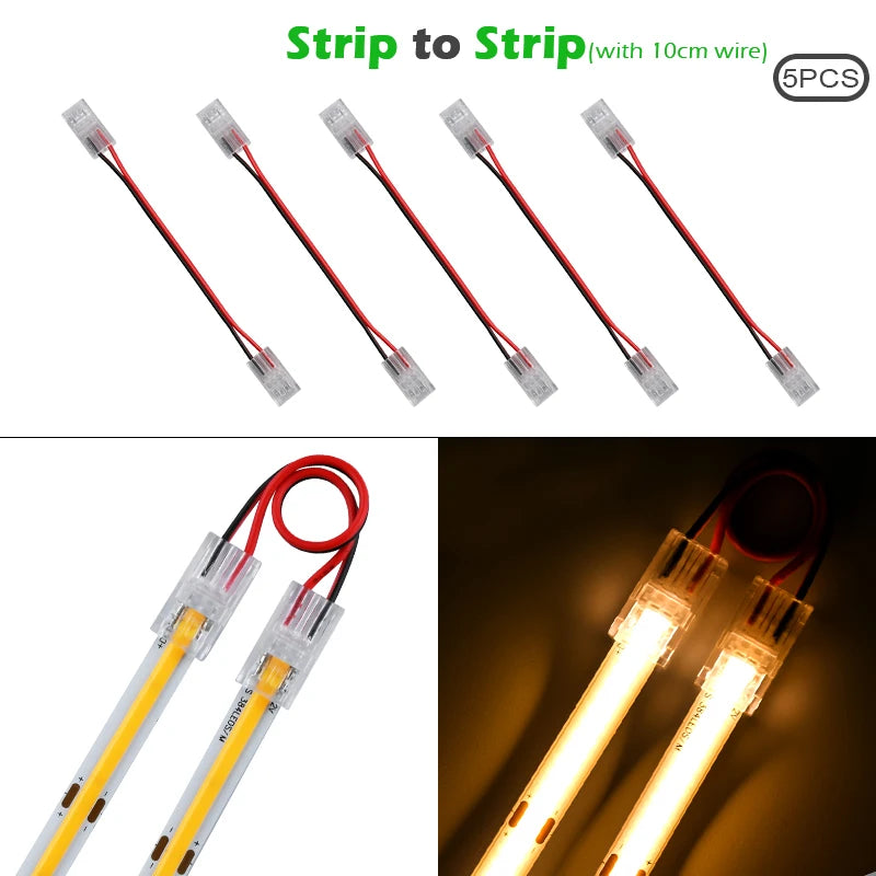 LED Strip Connectors and Fixing Clips Kit | 2-Pin COB Corner Connectors for Tape Lights detail view