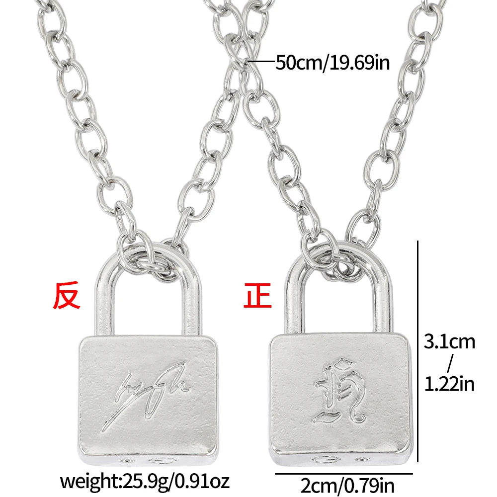 Fashionable Creative Hyunjin Lock Necklace Same As Huang Xuanchen's Style New Punk additional angle