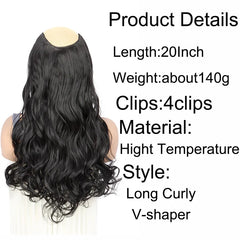 20Inch Synthetic Wavy Curly Clip in Hair Extensions | Heat Resistant Black Blonde Hairpi detail view