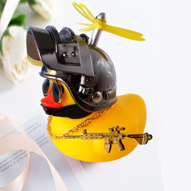Motor Accessories Yellow Duck with Helmet for Bike Without Lights Auto Car Accessorie lifestyle view
