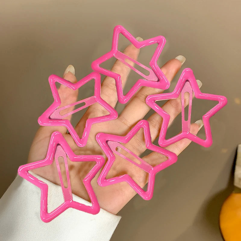 AWAYTR 5 Pcs Hollowed Star Hair Clips Star Snap Hairpins Sweet Headpiece Hair Barrettes Hair Accessories for Girls Dropship