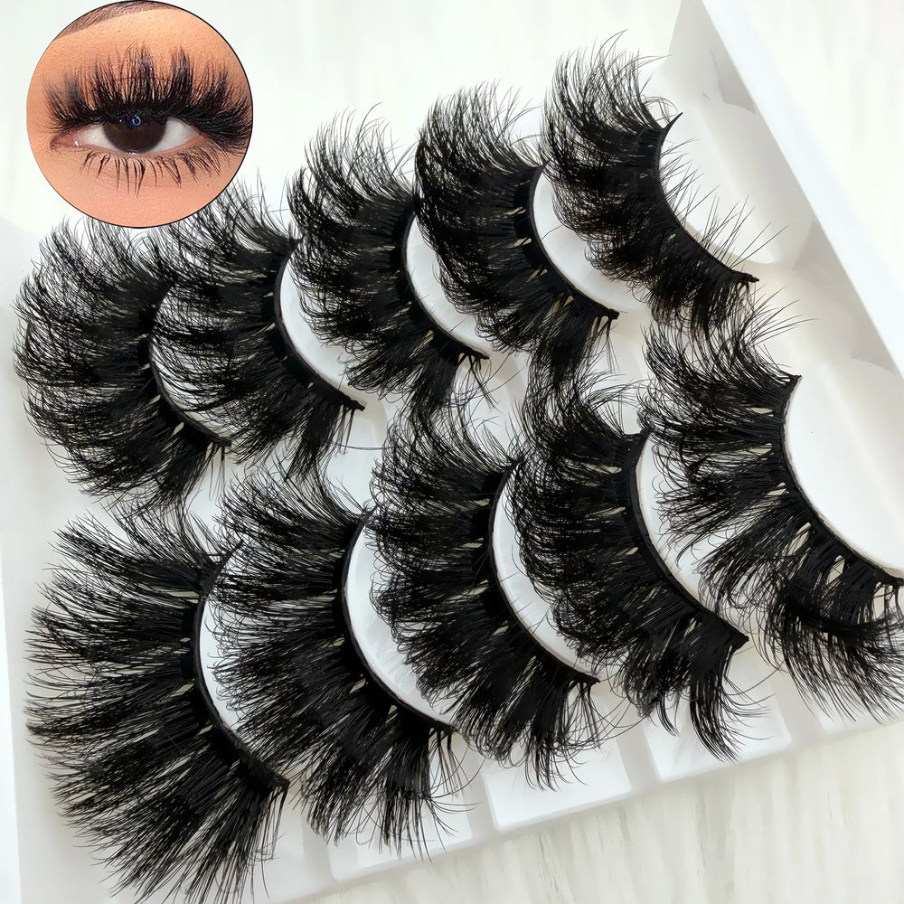 5 Pairs 3D Faux Mink Lashes Dramatic Volume Thick Lashes Fluffy Natural False Eyelashes Thick Dramat