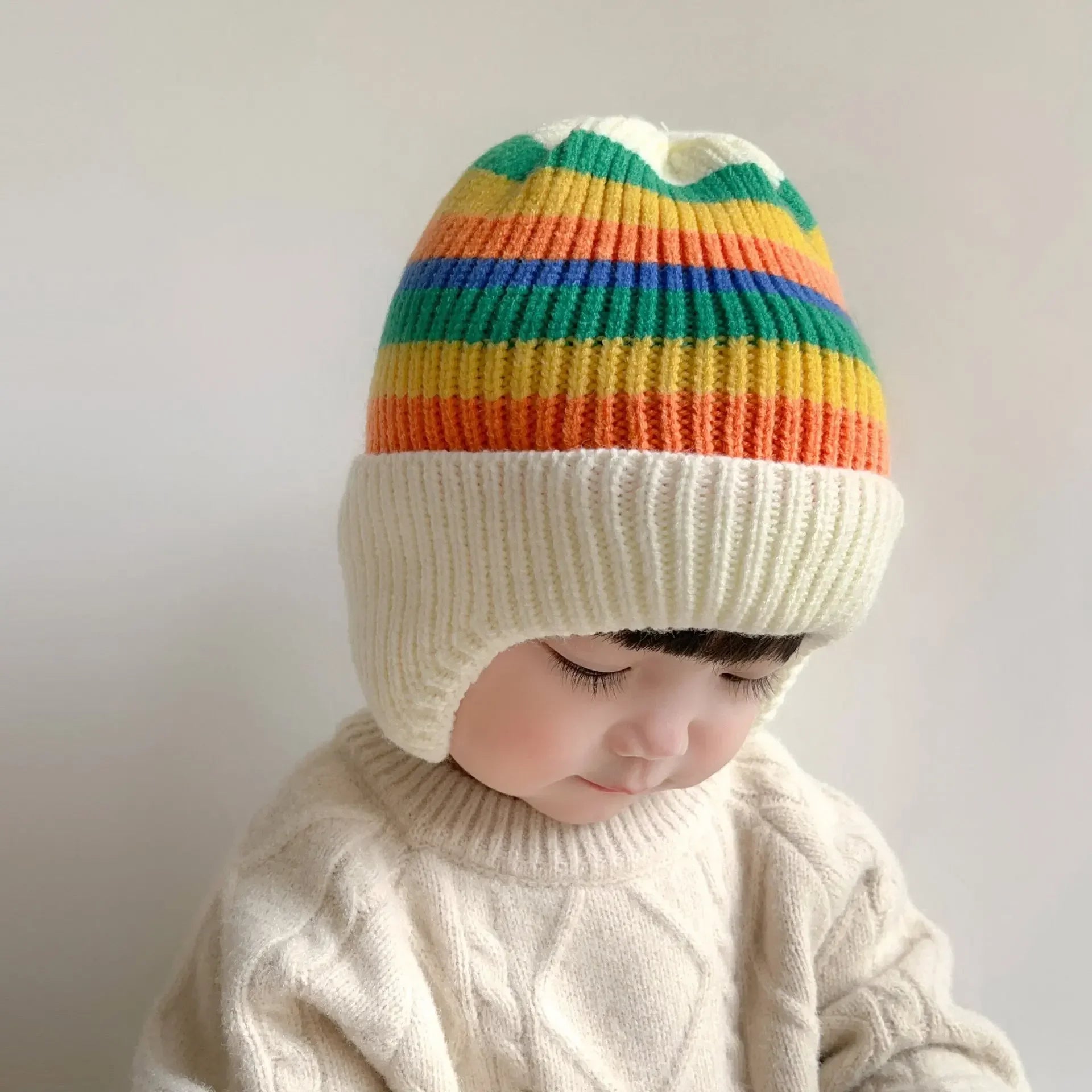 Baby Bear Ear Protection Hat | Winter Thickened Warm Knitted Hat for Children detail view