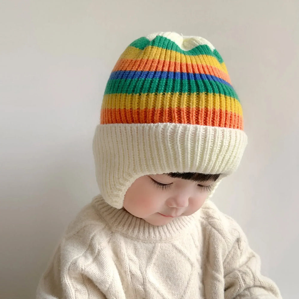 Baby Bear Ear Protection Hat | Winter Thickened Warm Knitted Hat for Children detail view