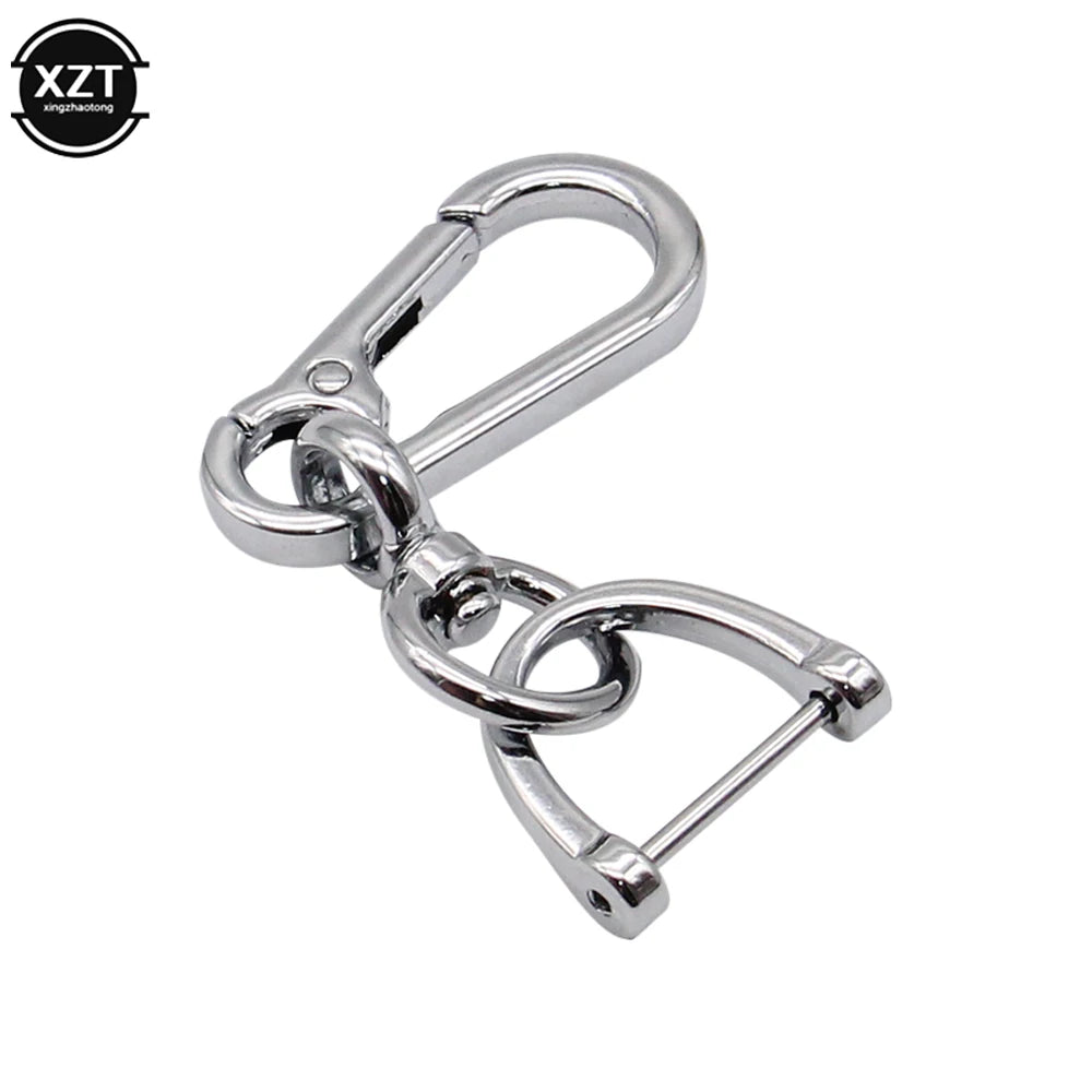 360 Degree D Shape Rotating Horseshoe Buckle Leather Braided Car Keychain | Auto Key lifestyle view
