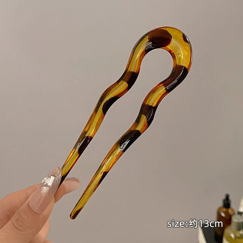 U-shaped Female Hairpin Mineral Patterned Meatballs Hairpin Vintage Chinese alternate view
