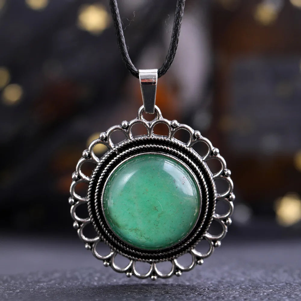 Lace Agate Pendant Necklace | Vintage Handmade Crystal Jewelry close-up view