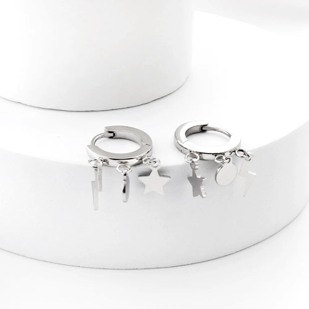 LUXUSTEEL Trendy Cross Women's Stainless Steel Hoop Earrings Colorful Metal Stud Drop Earrings Fashionable Jewelry Gift