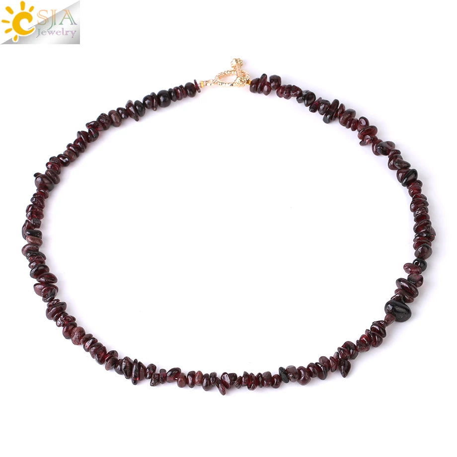 Natural Chip Stone Choker Necklace | Bohemia Crystal Bead Jewelry detail view