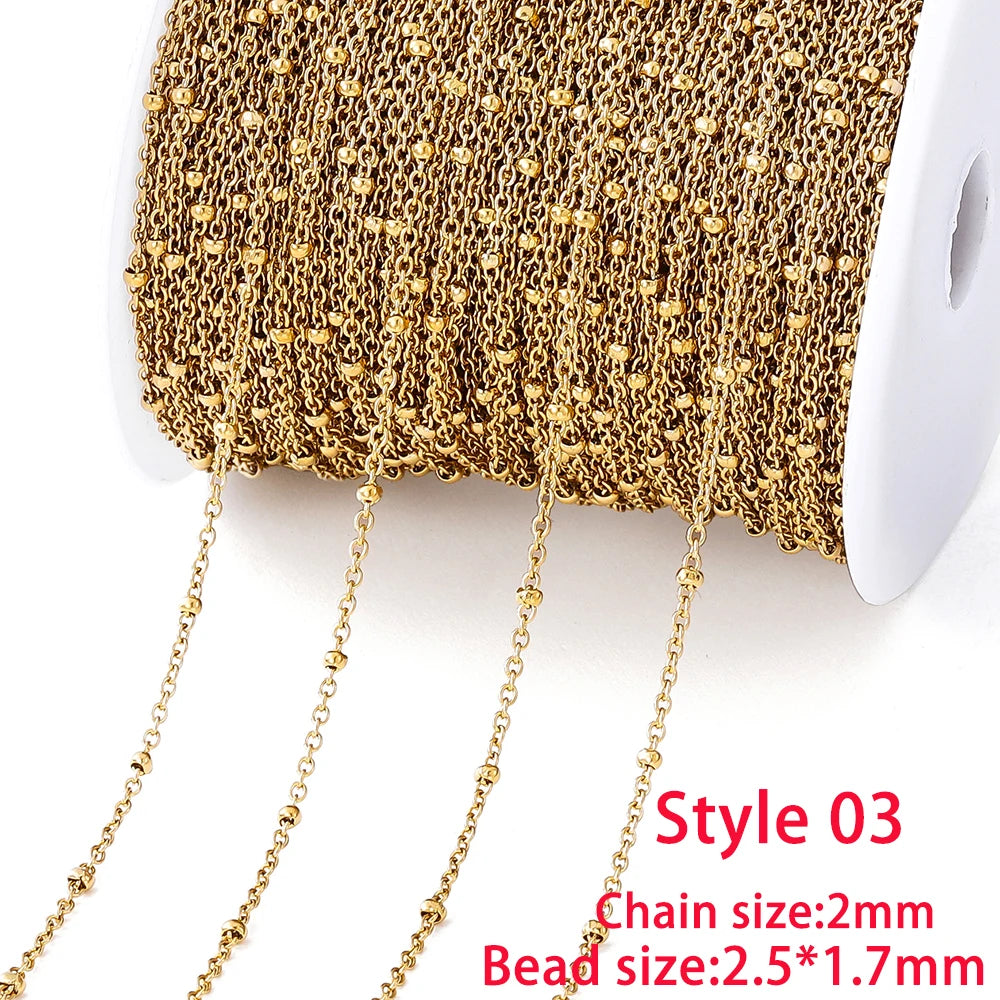 No Fade 2Meters Stainless Steel Chain Cross Chain with Beads for DIY Necklace Bracele lifestyle view