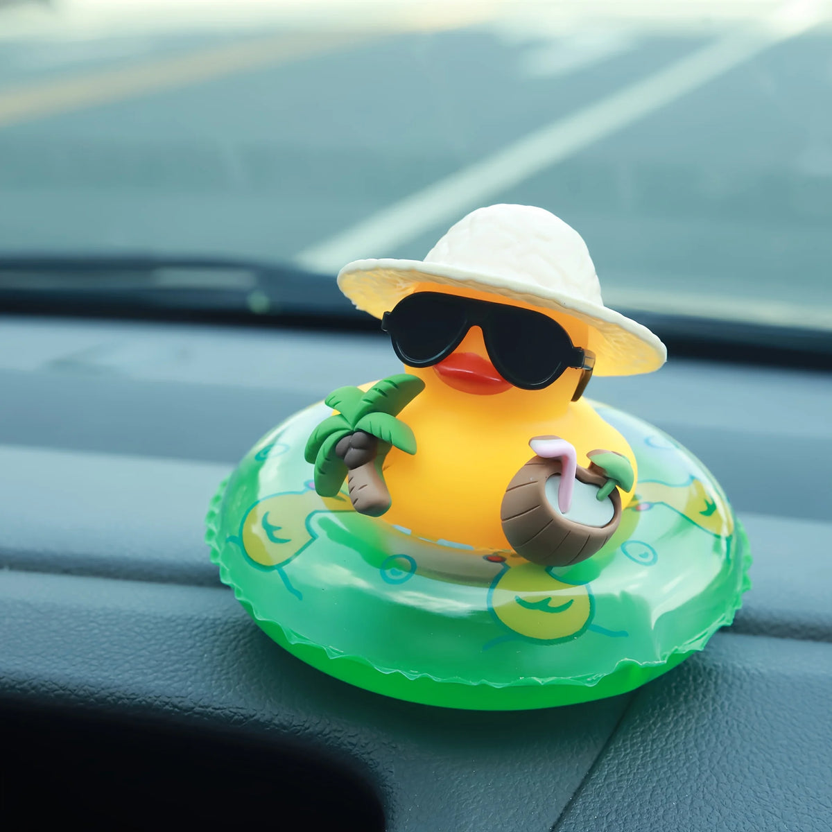 Tropical Rubber Duck Car Ornament with Sunglasses