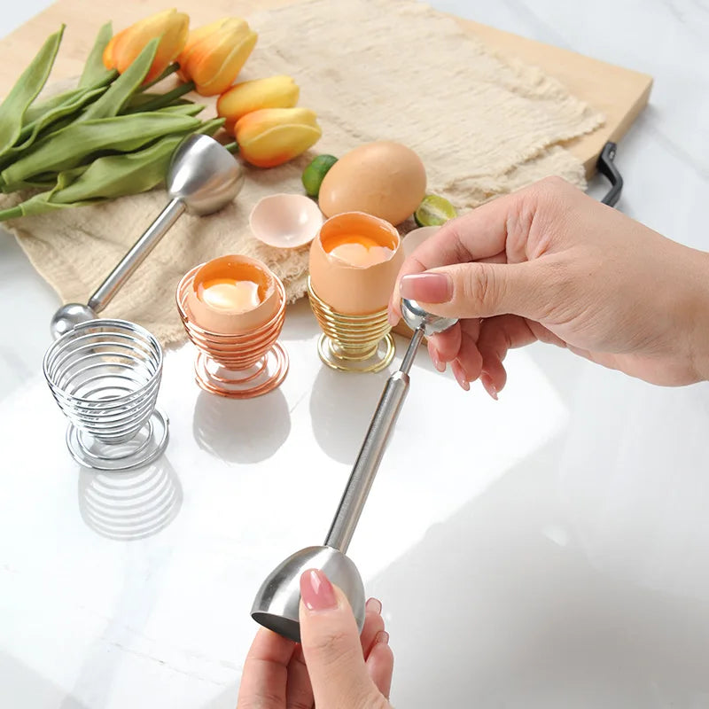 Egg Opener | Stainless Steel Egg Shell Cutting Knocker close-up view
