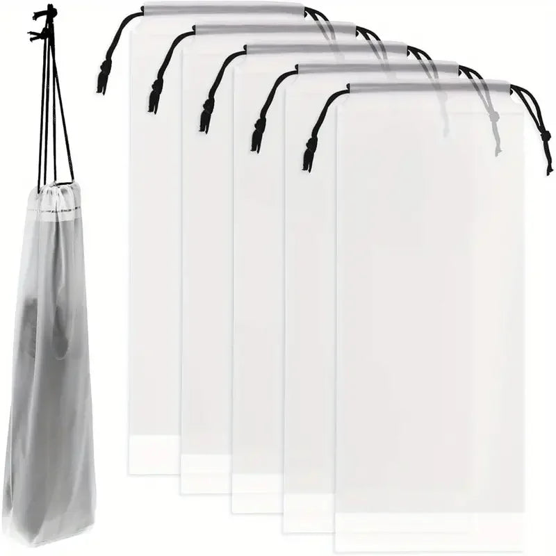 Storage Bag Portable Transparent Waterproof Reusable Drawstring Bag Home Storage Or additional angle