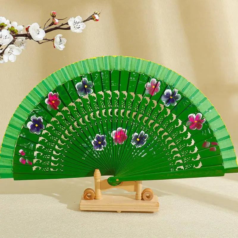 Folding Fan for Dancing and Decoration | Spanish Hand Crafted Wood Fan additional angle