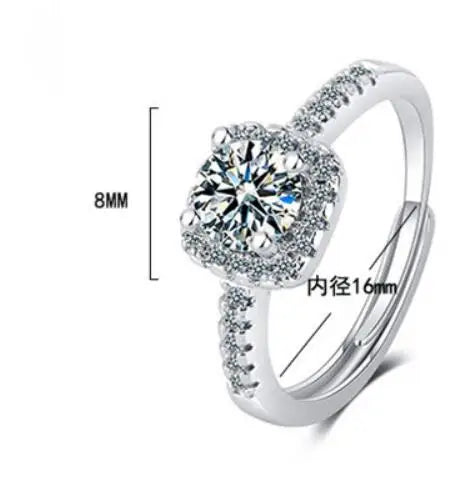 100% Moissanite Rings 1CT 2CT 3CT Brilliant Diamond Halo Engagement Rings For Women additional angle
