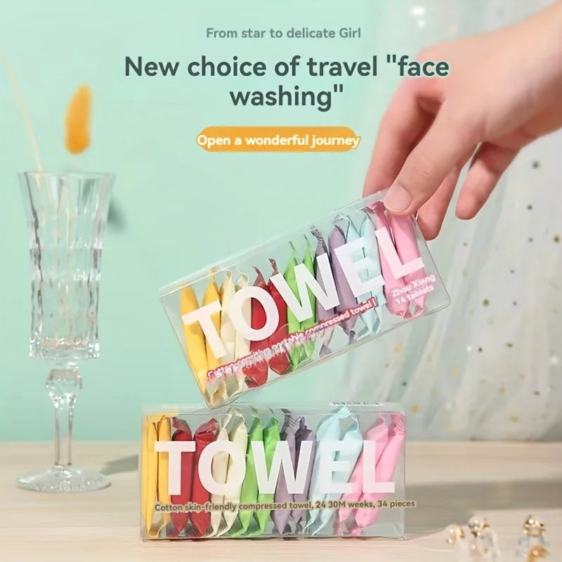 14/7PCS disposable compressed towel cloth thickened cotton bath towel travel cleani additional angle