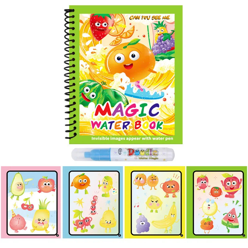 1pcs Kids Graffiti Picture Book With Refillable Water Pen Magic Water Painting Book Sens detail view