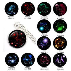 Zodiac Necklace Silver Plated | 12 Constellation Pendant Jewelry