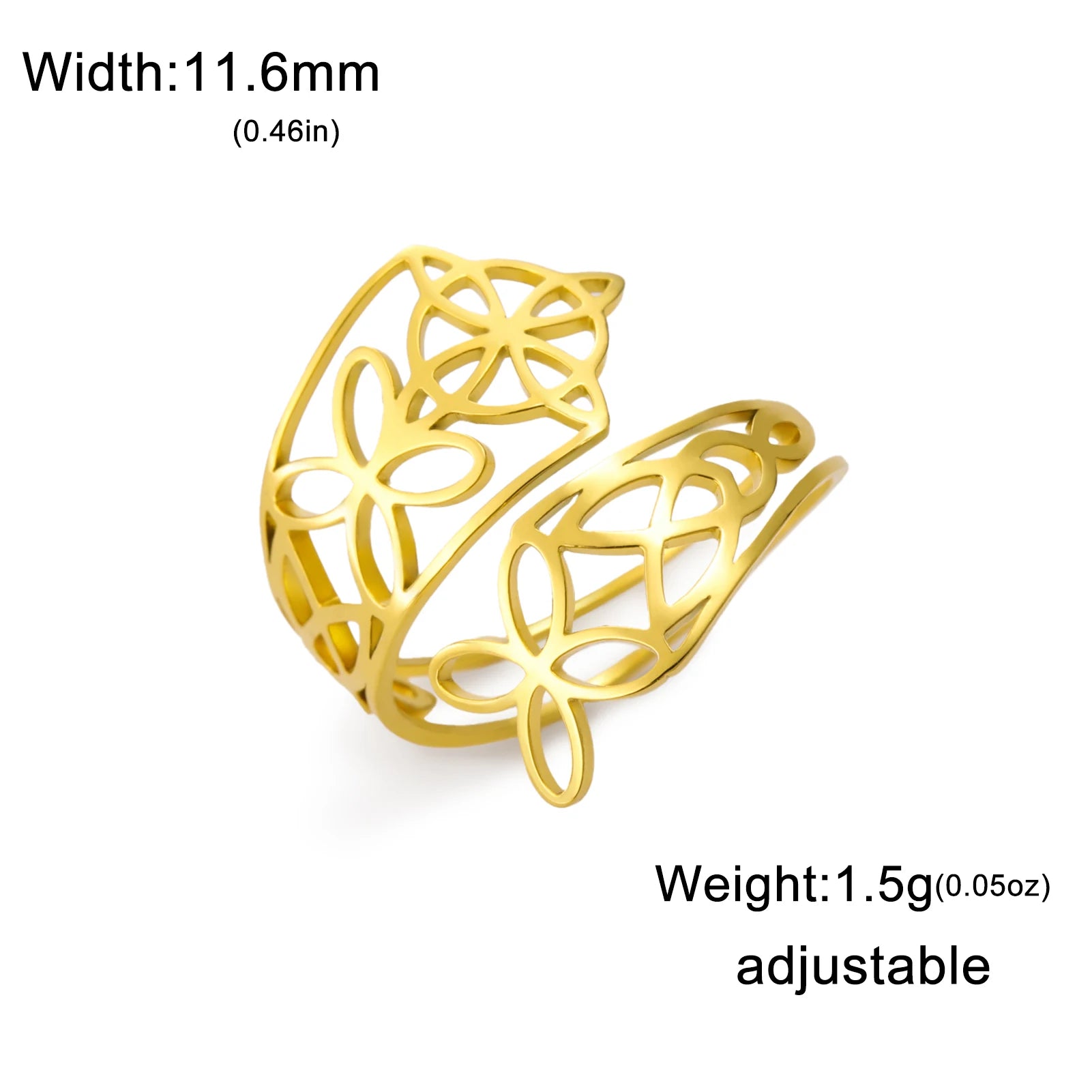 Skyrim Witch Knot Open Rings Women Stainless Steel Gold Color Adjustable Finger Ring Witchcraft Amulet Jewelry Christmas Gift