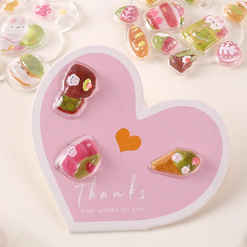 6-Style Japanese 3D Cute Stickers | Crystal Embossed Design for DIY Crafts lifestyle view