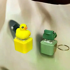 Funny Croaking Frog Duck Keychain Rechargeable Keyboard Fidget Clicker Sound Keyring W close-up view