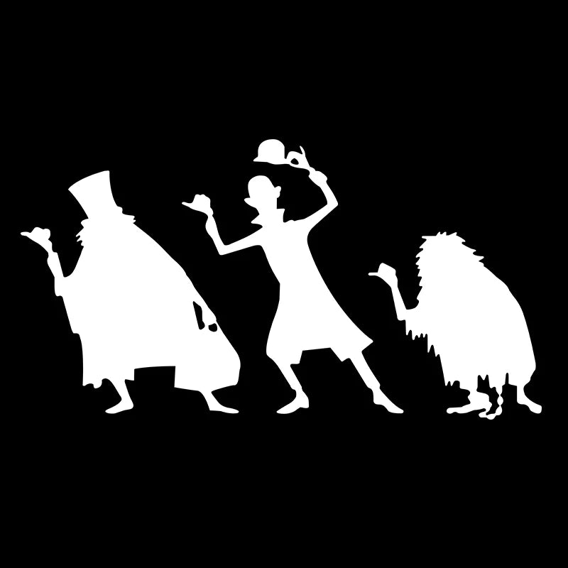 Cartoon Hitchhiking Ghosts Vinyl Sticker | Car Window Decoration close-up view