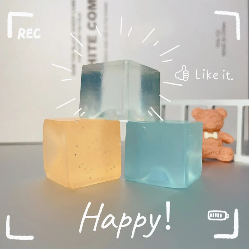 Mini Ice Cube Squishy Toys Set | 15PCS Transparent Stress Relief Squeeze Cubes lifestyle view