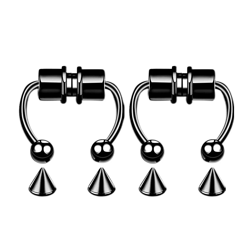 Stainless Steel Magnet Fake Nose Ring Hoop Fake Piercing Hoop Septum Rings For Women F close-up view