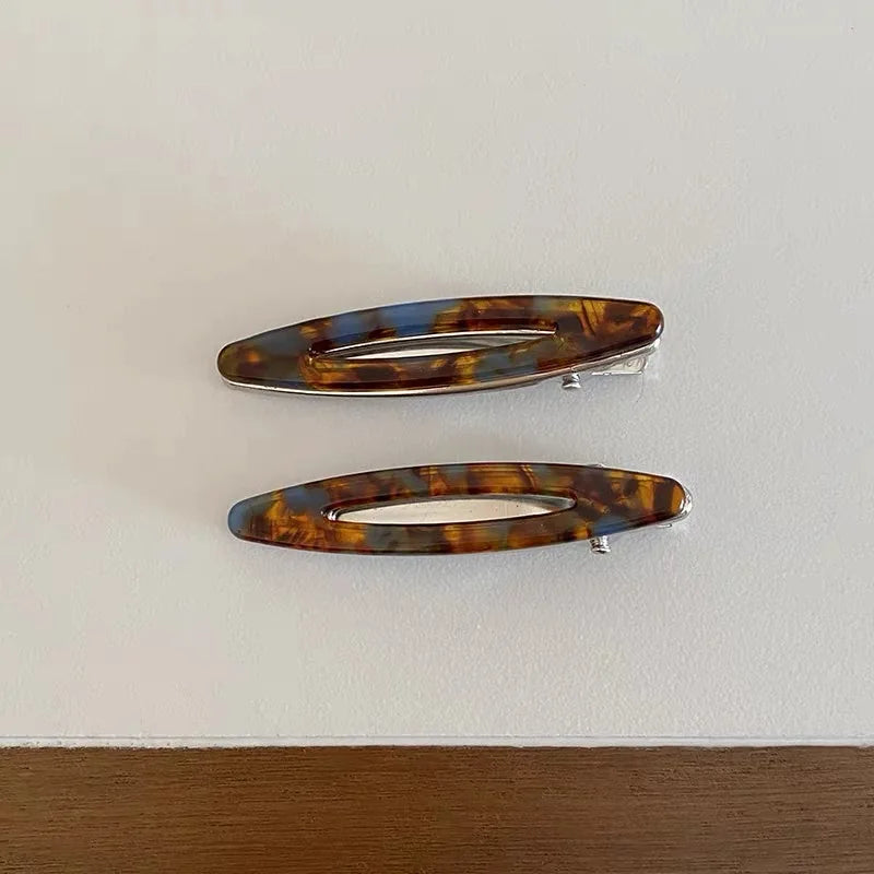 2pcs/set Acetate Hair Clips Hollowed Oval Geometric Barrettes Side Pins Hairpin Women Hair Accessories